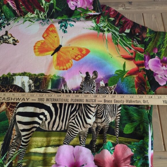 Desigual Oversized Tropical Print Colorful Hoodie Sweat Shirt - Picture 8 of 12